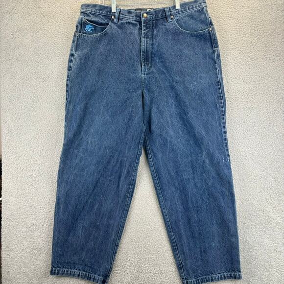 VTG Y2K Clench Jeans 40x32 Baggy Wide Leg Skateboard Hip Hop Raver Grunge Street - Picture 3 of 8